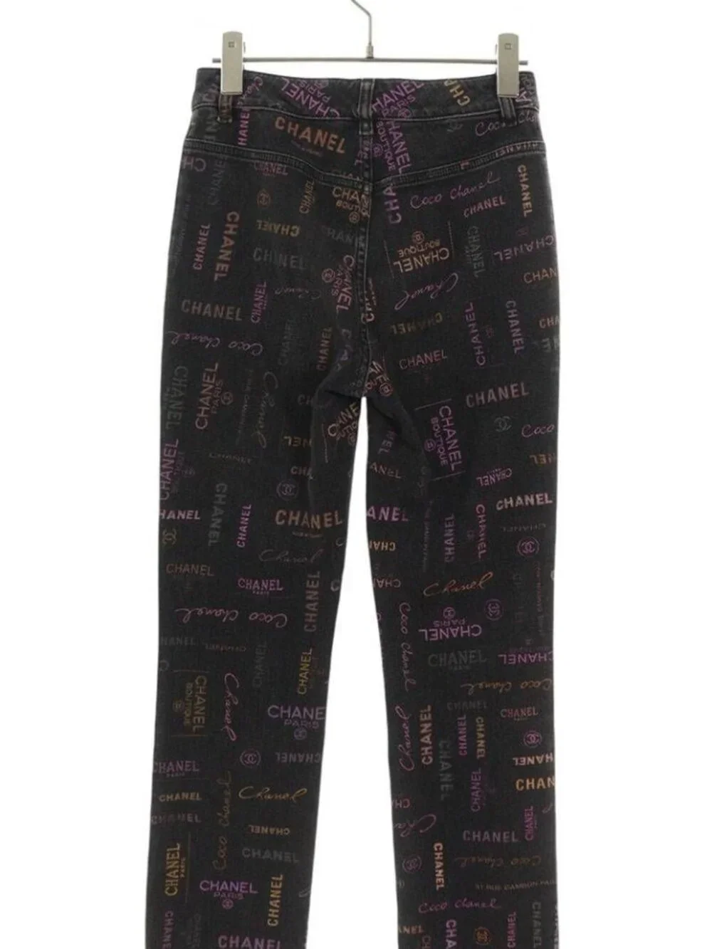 Chanel CC Logo All Over Print Denim Pants 34 Jeans